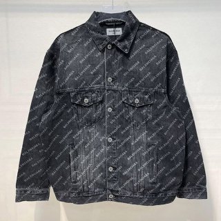 The hottest topic! Balenciaga all-over logo denim jacket replica baa09053