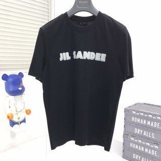Rare Jil Sander replica logo printed cotton jersey T-shirt in black Jit98237