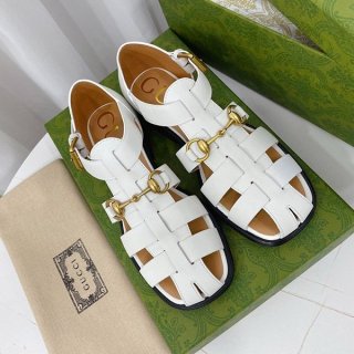 Sold out Gucci Horsebit Low Heel Sandals Replica White gua08304