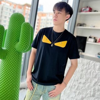 Cute Fendi Monster Logo Crew Neck Copy T-Shirt fem98518