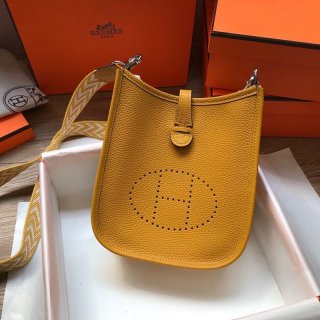 Very popular classic Hermes copy Evelyn Mini 16 TPM Noir Silver he26061