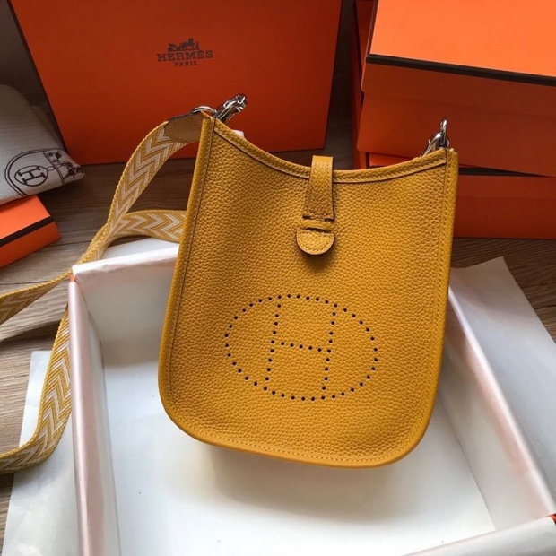 Very popular classic Hermes copy Evelyn Mini 16 TPM Noir Silver he26061