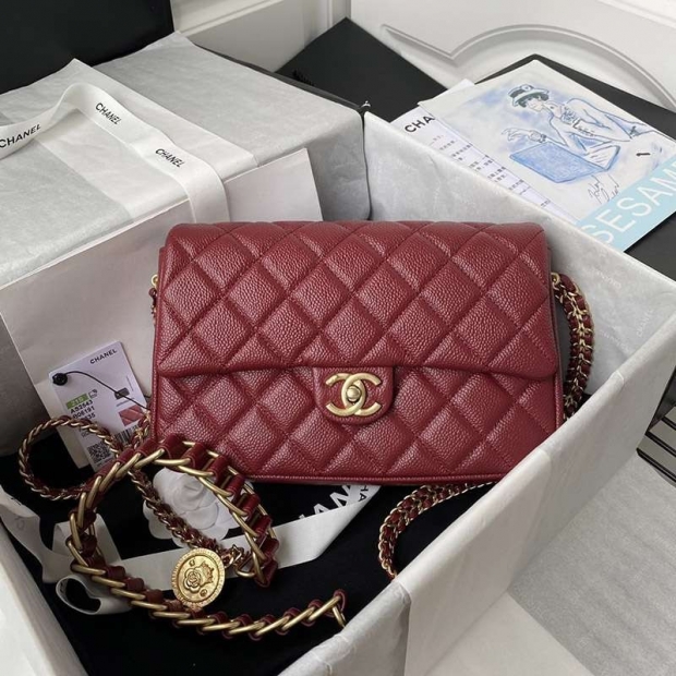 Classic Chanel Chain Shoulder Bag Fake Caviar Skin shx21622