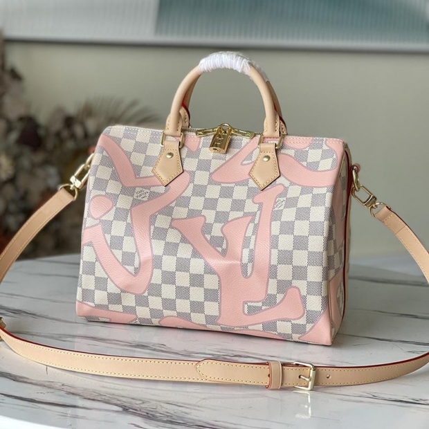 Spring new Louis Vuitton Speedy Bandouliere 30 replica 2-way bag Damier Azur Tahiti N41052