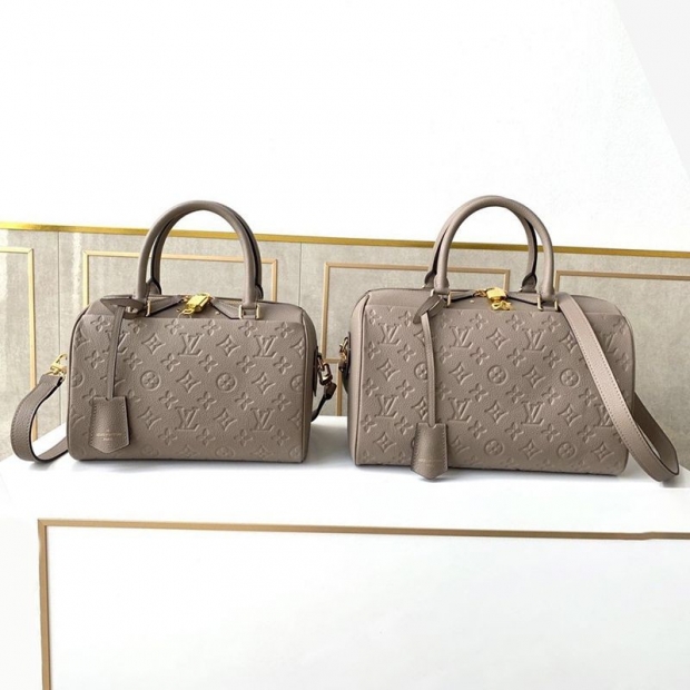 Rare color Louis Vuitton Speedy Bandouliere 25/30 replica ★ Khaki Empreinte handbag vuz55211