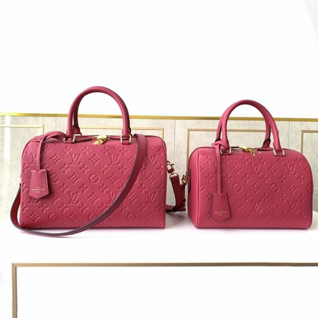 Free shipping Louis Vuitton replica Speedy Bandouliere 25/30★Plum Red Empreinte handbag vug25823