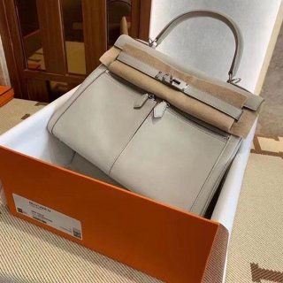 Extremely rare! Hermes Kelly copy 32cm with inner stitching and silver hardware erp94746