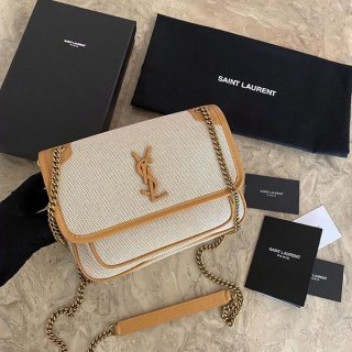Rare color Saint Laurent Niki medium linen canvas shoulder bag replica Sas55849