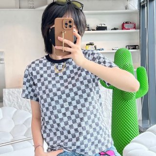 Sure to sell out? Louis Vuitton T-shirt parody Demier short sleeve pixel checkerboard vuo45783