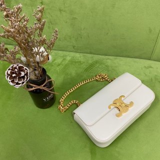 New for Spring: Celine Triomphe Chain Replica Shoulder Bag White Cea20974