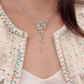 21-22AW Luxury [Chanel Replica] Gorgeous Sparkle ☆ Camelia Necklace shy66026