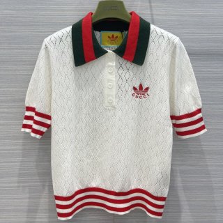 Eye-catching color Gucci x Adidas fake cotton polo top 693832XKCDM9133