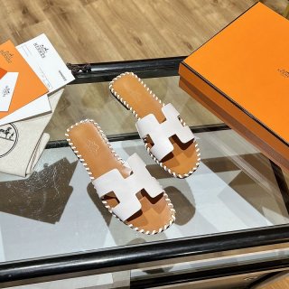 Hermes Oran Sandal Leather & Canvas Sandal Fake Shipping Included ery30046