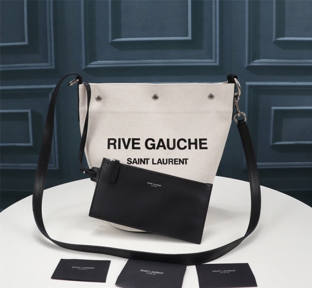 Popularity is rising in Japan Saint Laurent shoulder bag copy Rive Gauche linen bucket bag 669299FAAAZ9024