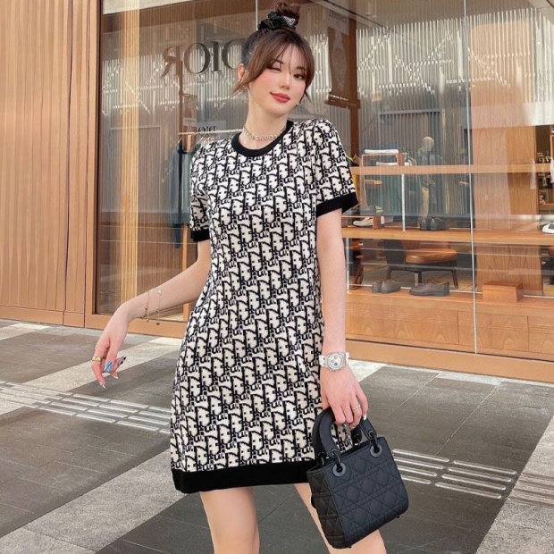 Very popular! Almost sold out Dior copy short dress oblique short sleeves dej54381