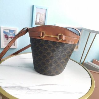 Extremely rare! Celine bucket replica / Triomphe canvas & calfskin Cev78821
