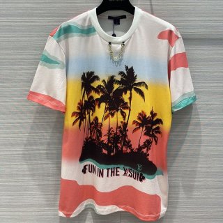 Rare Louis Vuitton T-shirt replica tropical print vul43986
