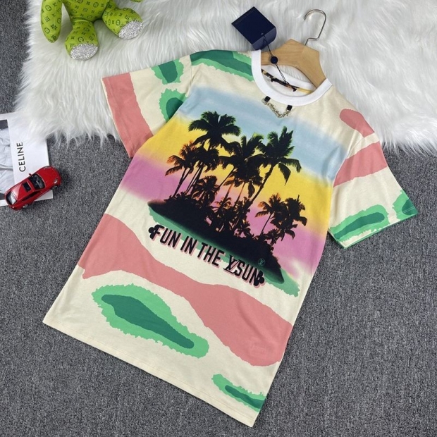 Very popular Louis Vuitton T-shirt parody tropical print 1A9XOY