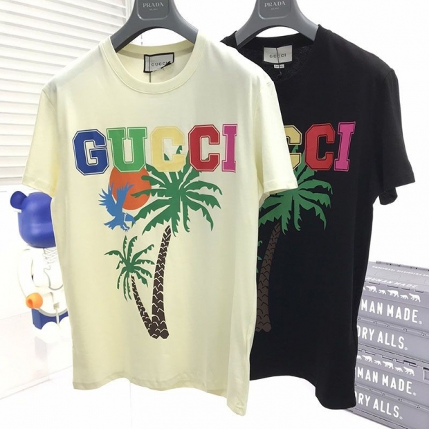 Very popular! New Gucci Palm Tree Cotton Jersey T-shirt, 2 colors, 548334XJEOW7548