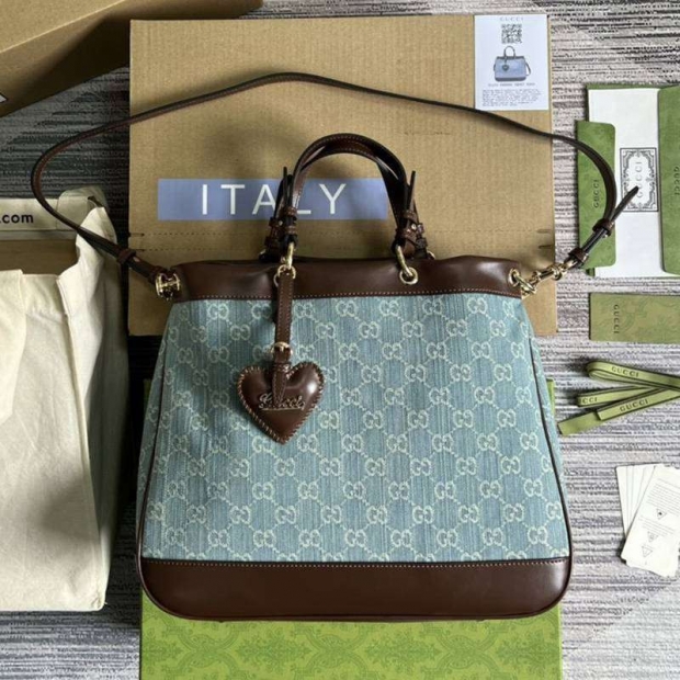 Very popular!! New color Gucci GG brown denim fake shoulder bag gue51218