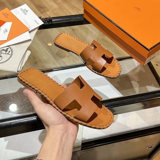Hermes Oran Sandal - Leather and Canvas Sandals erd09296