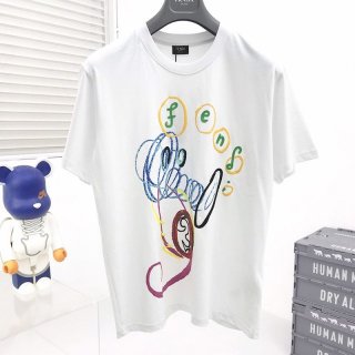 Very popular!! New color Fendi Crew neck logo jersey T-shirt fake fev51967