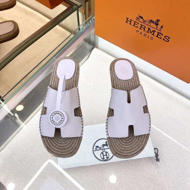 New for Spring/Summer Hermes Flat Sandals, Replica Oran Ecru H Motif Mules ery76574