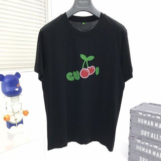 Very popular: Gucci cherry print T-shirt parody blue cotton guf14963