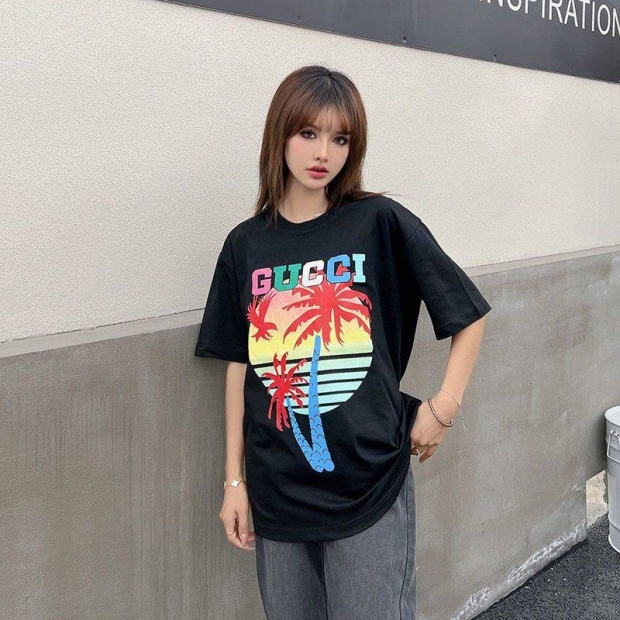 21AW New Gucci Palm Cotton T-shirt Copy guc81693