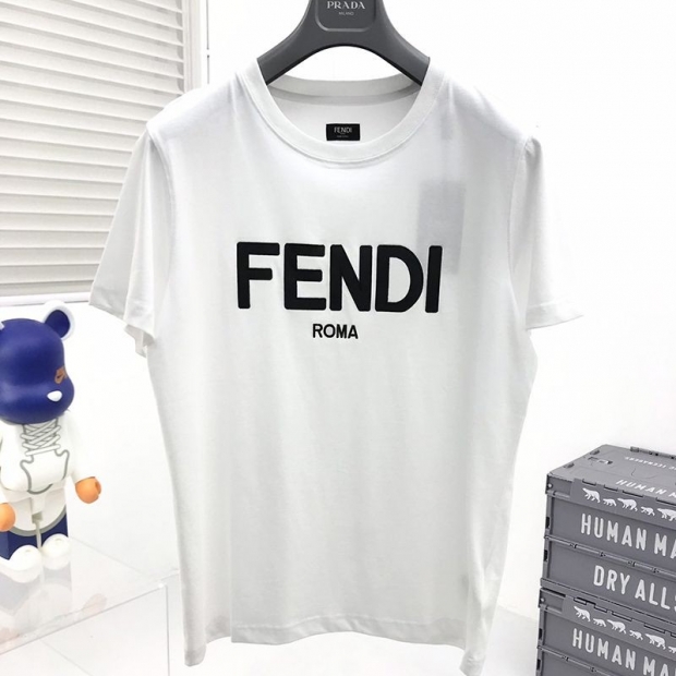 Popularity rising Fendi Crew Neck Logo Jersey Fake T-shirt feb44182