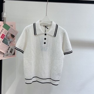 Love at first sight? Fendi white jersey polo shirt short sleeve copy fev57315