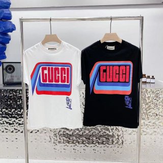 Classic and popular ☆ Gucci logo cotton T-shirt parody back flower applique gus01791