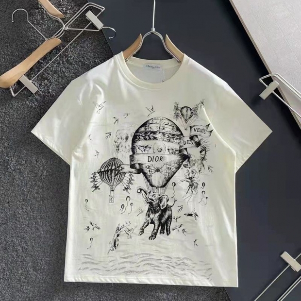 Cute high quality Dior T-shirt copy, simple, with embroidered logo, cotton jersey des48459