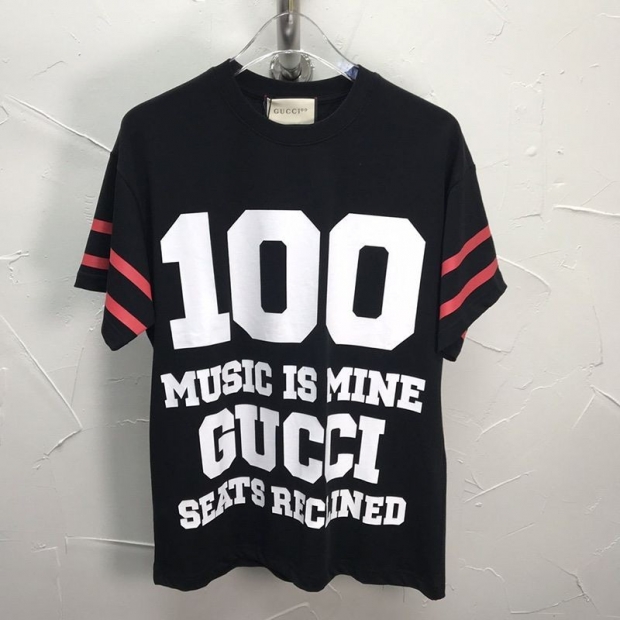 New Spring Collection 100th Anniversary Gucci T-Shirt Replica Cotton Crew Neck Striped gur59948