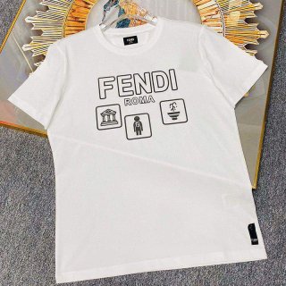 No.1 Popular Fendi ROMA Logo Crew Neck Copy T-Shirt fek26035