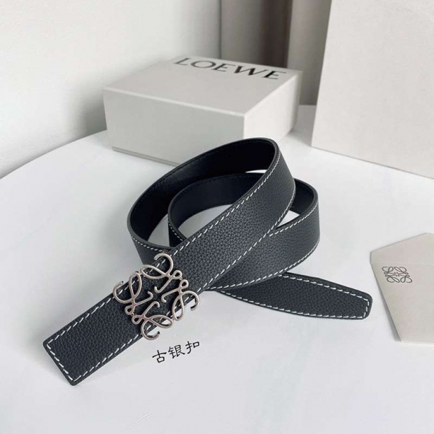 ★Japan!! Popular! Loewe calf leather anagram buckle reversible belt fake lov92314