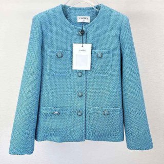 The hottest topic! Fake Chanel tweed jacket, blue, shz78173