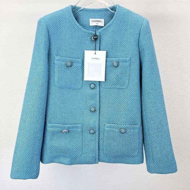 The hottest topic! Fake Chanel tweed jacket, blue, shz78173