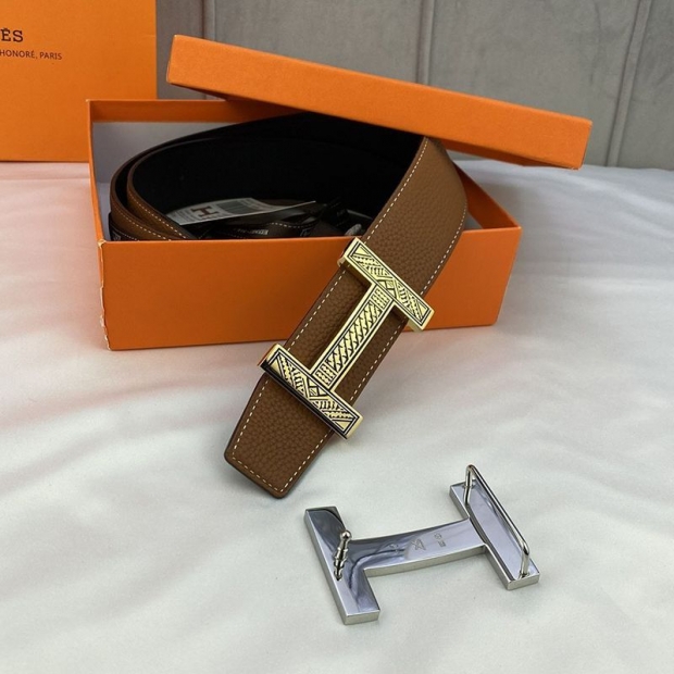 The hottest topic! Hermes Belt Buckle H Guilloché Replica Reversible 38mm 2 colors era76661