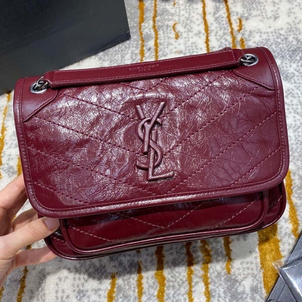 ★Popular in Japan! Saint Laurent Niki Baby Bag Replica Crinkle Vintage Leather Sau54604