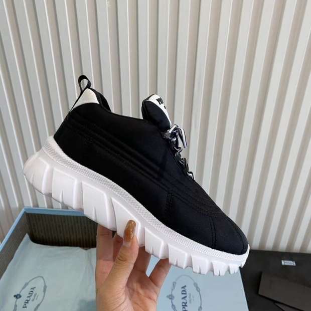 Very popular!! New color Prada double wheel nylon gabardine sneakers fake puk05642
