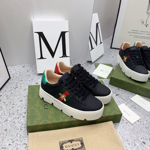 Hard to find replica Gucci Ace women's embroidered platform sneakers gum91788