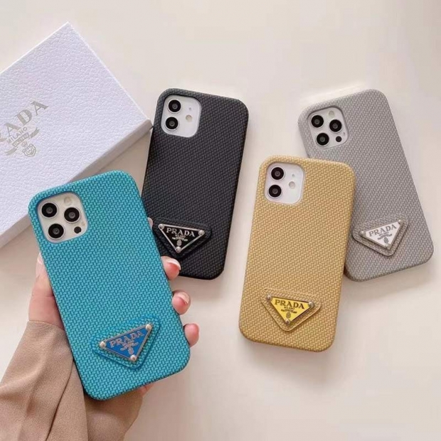 Free shipping Prada case replica Triangle Leather iPhone 12/Pro case pul86663