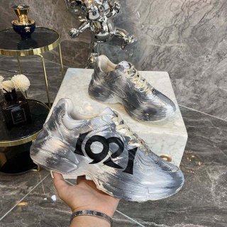 Extremely rare! Gucci Lighton Children's Logo Leather Sneakers Replica gum54597