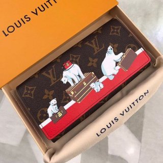 Louis Vuitton Long Wallet Copy Monogram Folding Wallet Portefeuille Sarah Polar Bear M62086