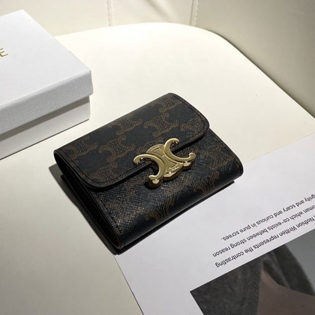 Popular Celine Small Triomphe Wallet Shiny Pepple Cej26197