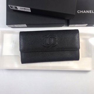 Popular Chanel Caviar Skin Replica Coco Mark Bi-fold Long Wallet sho97441