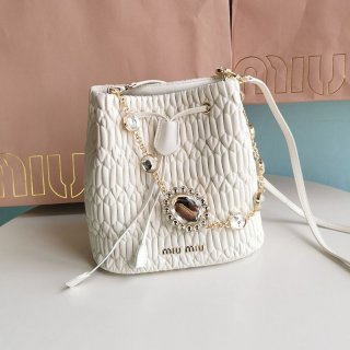 Hard to find Miu Miu crystal chain fake quilted bucket bag myz60068