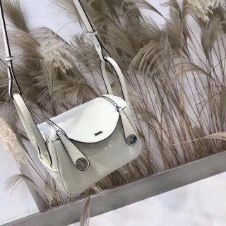2021SS Hermes Lindy Mini Verso Replica Swift Silver Hardware he26033