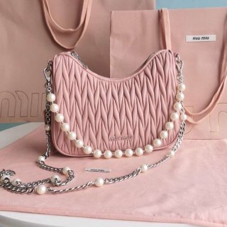 Competitive Miu Miu Replica Matelasse Nappa Leather Shoulder Bag with Pearls myx94769